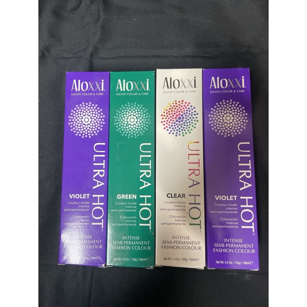 Aloxxi Ultra Hot Semi-Permanent Hair Color Lot of 4 Violet Green Clear